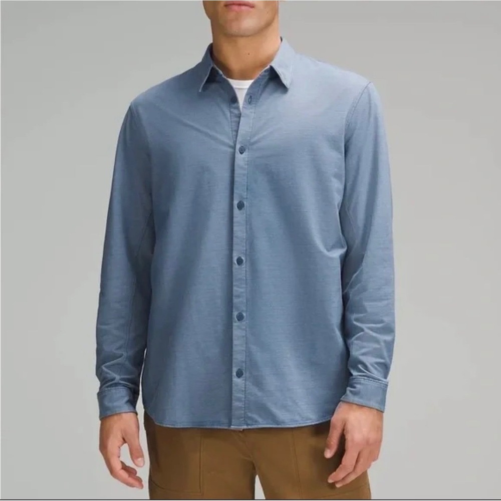 Lululemon Commission Long Sleeve Shirt Blue Technical Button Down Mens Large